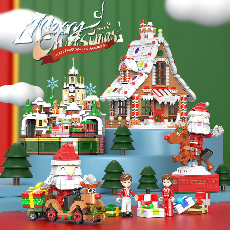 IN SEASON: Limited Time Santa Claus Gingerbread House Building Block Music Box