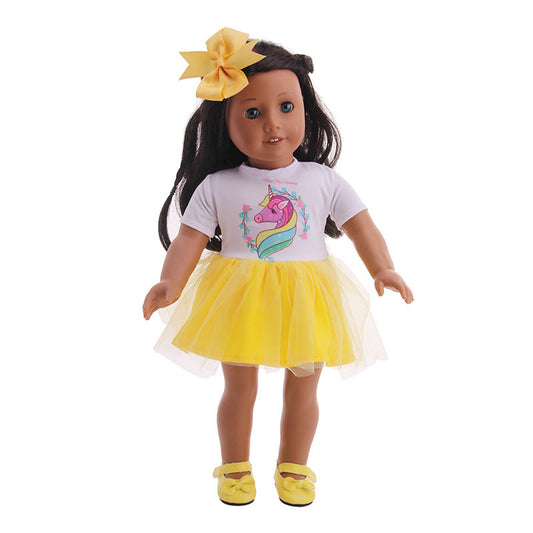 Simple 18-inch American Girl Doll Accessories Short Sleeve Clothes 43cm Xiafu Doll Tulle Short Skirt Doll Makeover Clothes