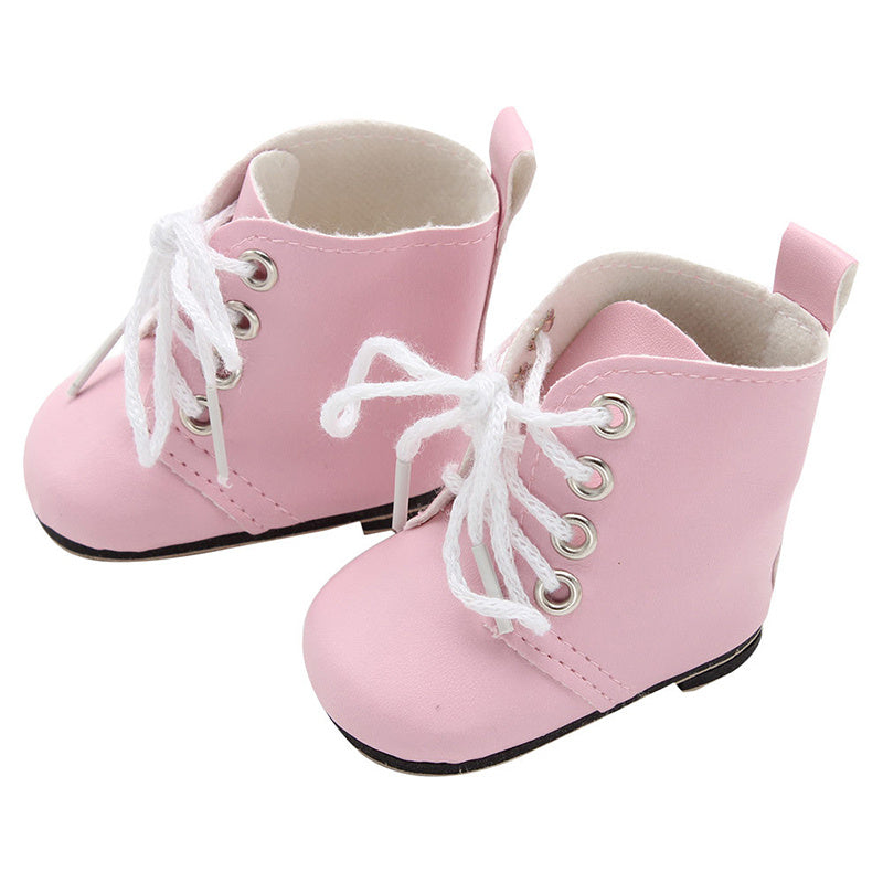 18 Inch Doll Lace-Up Boots American Doll PU Leather Shoes