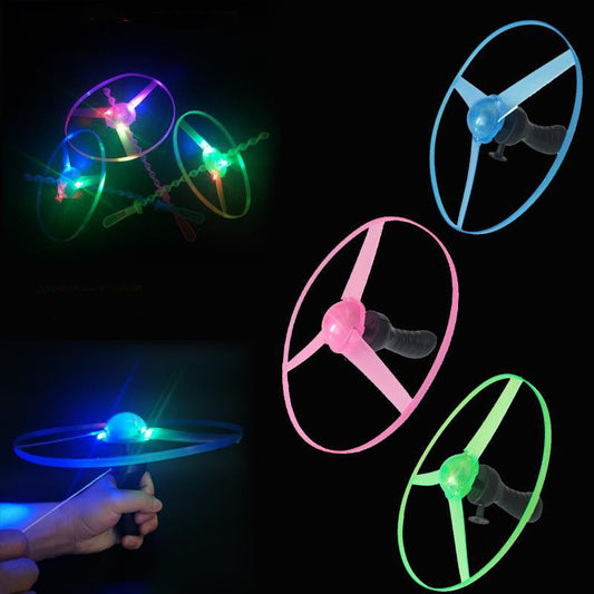 Children's Pull String Flying Saucer Toy Flying Luminous UFO Large Flying Disk