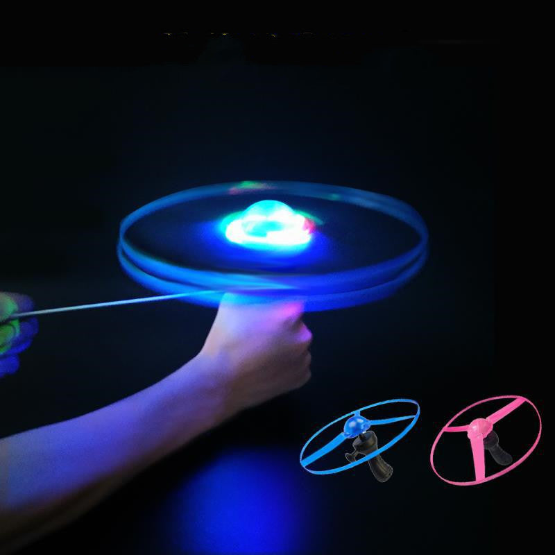 Children's Pull String Flying Saucer Toy Flying Luminous UFO Large Flying Disk