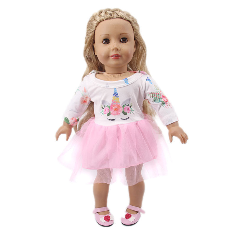 Simple 18-inch American Girl Doll Accessories Short Sleeve Clothes 43cm Xiafu Doll Tulle Short Skirt Doll Makeover Clothes
