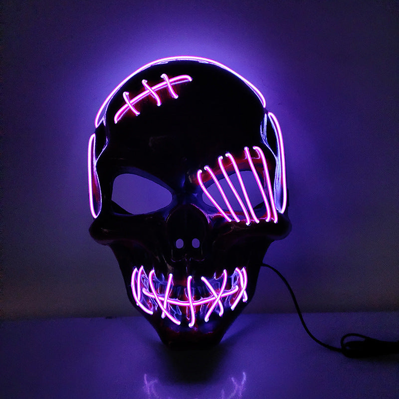 Pirate Scary One-Eyed Pirate Mask Cosplay Led Mask Adult Glowing Mask EL Wire Light Up