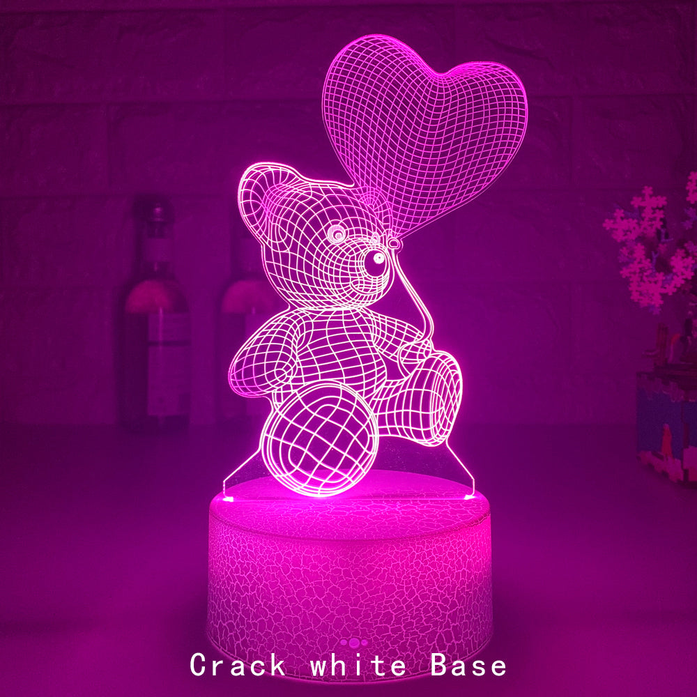 3D Lamp Acrylic USB LED Bear Night Light