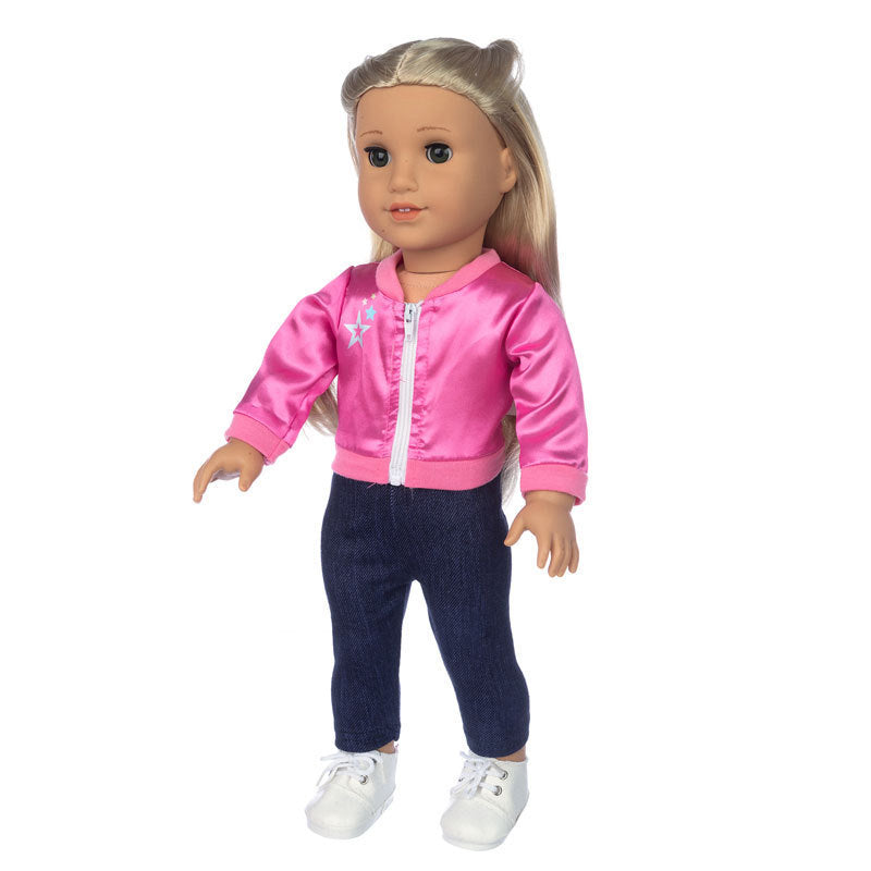 Simple Rose Red Jacket Suits 18-inch American Girl 45cm Doll Clothes