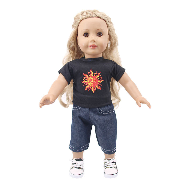 Simple 18 Inch American Girl Doll Dream Print Clothes Denim Trousers