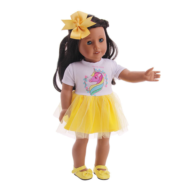 Simple 18-inch American Girl Doll Accessories Short Sleeve Clothes 43cm Xiafu Doll Tulle Short Skirt Doll Makeover Clothes