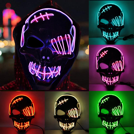 Pirate Scary One-Eyed Pirate Mask Cosplay Led Mask Adult Glowing Mask EL Wire Light Up