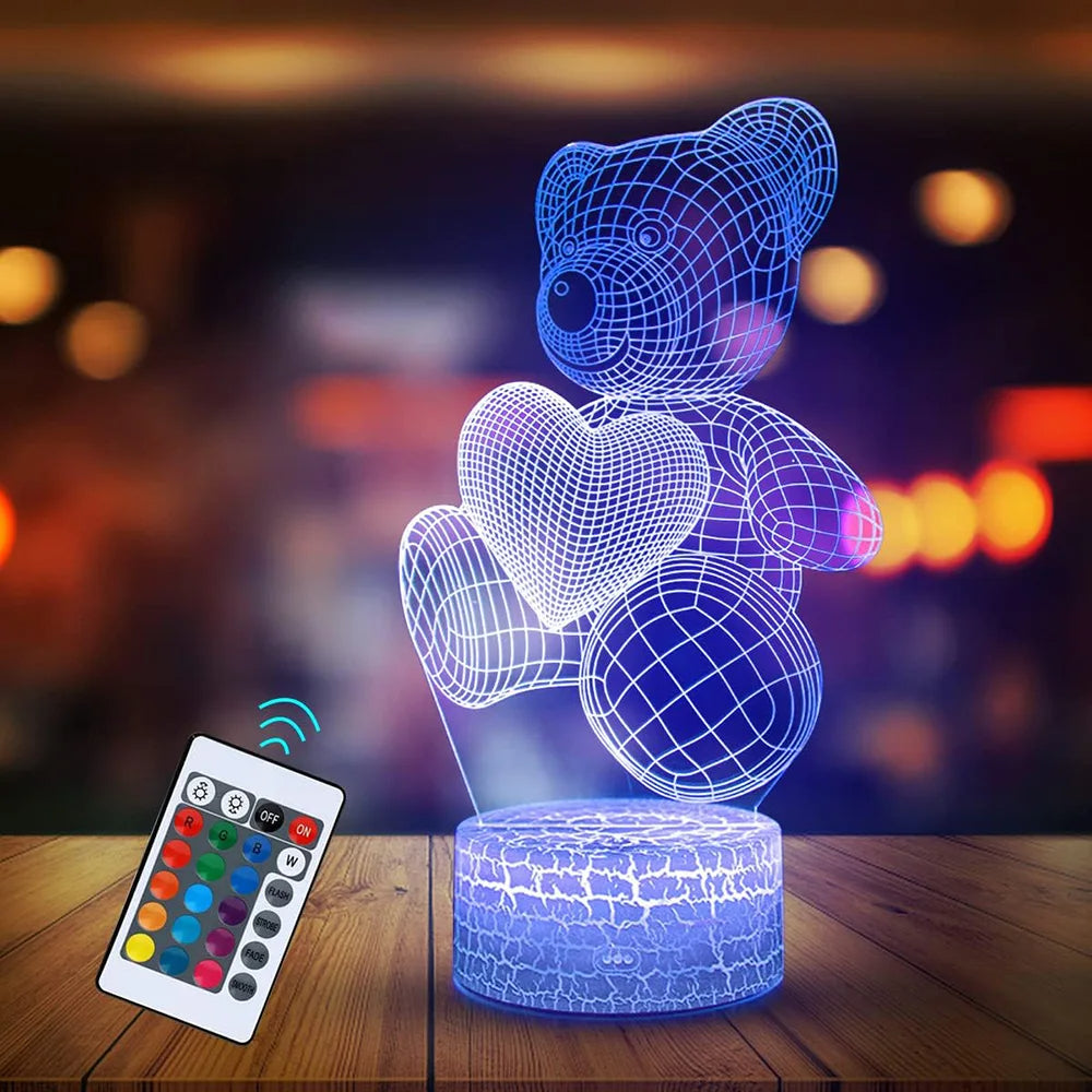 3D Lamp Acrylic USB LED Bear Night Light