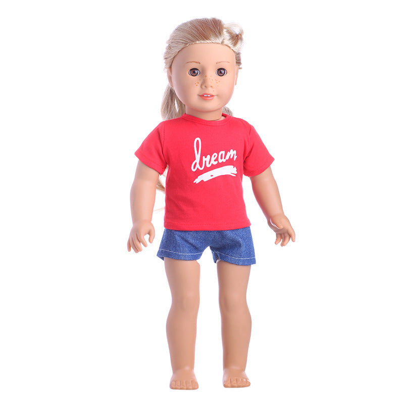 Simple 18 Inch American Girl Doll Dream Print Clothes Denim Trousers