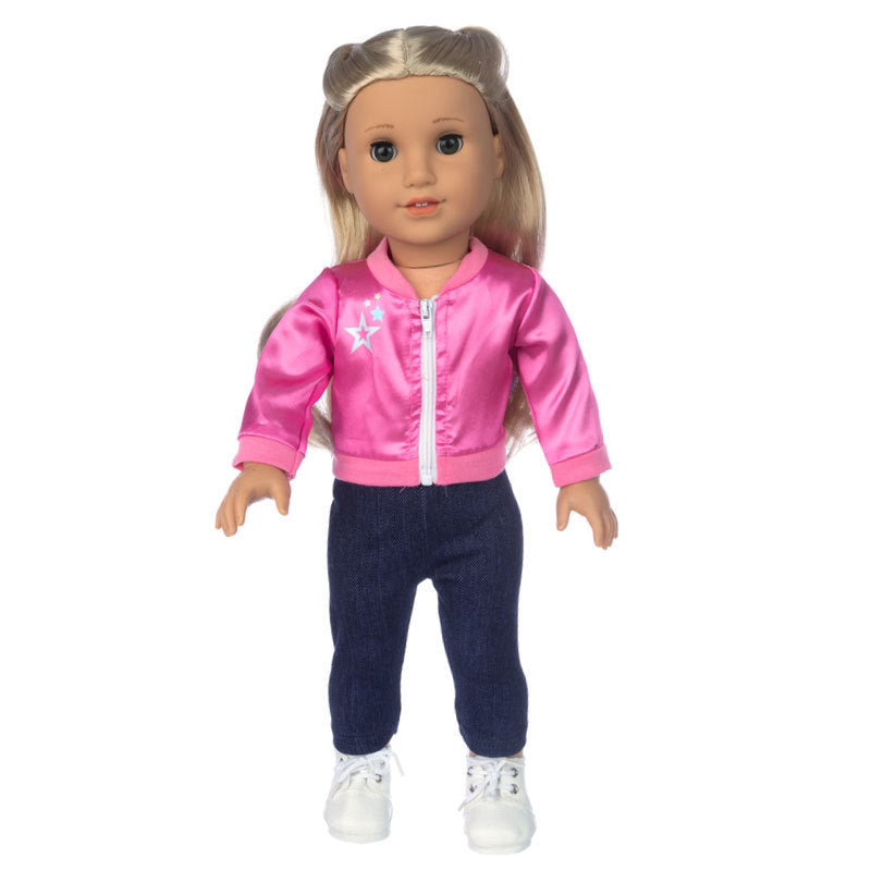 Simple Rose Red Jacket Suits 18-inch American Girl 45cm Doll Clothes